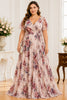Blush Floral Flutter Sleeve Plus Size Maxi Dress