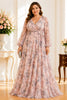Blush Floral Long Sleeve Plus Size Maxi Dress