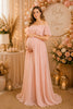 Blush Off Shoulder Flutter Sleeve Maternity Maxi Dress