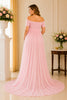 Blush Off Shoulder Tulle Maternity Maxi Gown