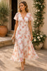 Blush Petal Floral Wrap Maxi Dress