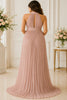 Blush Pleated Halter Maternity Gown