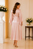 Blush Satin Kimono Sleeve Wrap Midi Dress