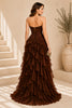Brown Corset Ruffle High Low Gown