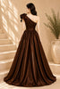 Brown One Shoulder Bow Ballgown Evening Dress