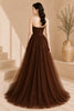 Brown Strapless Tulle Ballgown Evening Dress
