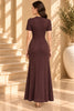 Brown Textured Button Front Maxi Dress