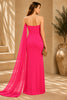 Pink Cape Column Evening Gown