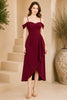 Burgundy Cold Shoulder Draped Midi Dress