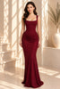 Burgundy Corset Ruched Mermaid Evening Gown