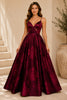 Burgundy Floral Ball Gown
