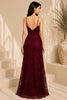 Burgundy Floral Lace Evening Gown