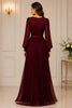 Burgundy Pleated Chiffon Maxi Dress