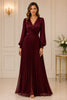 Burgundy Pleated Chiffon Maxi Dress