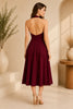 Burgundy Rose Halter Midi Dress