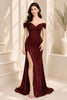 Burgundy Sequin Off-Shoulder Mermaid Evening Gown