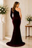 Burgundy Velvet Elegance Maternity Gown