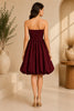 Burgundy Strapless Bubble Hem Mini Dress
