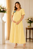 Butter Yellow Puff Sleeve Maternity Maxi Dress