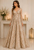 Champagne Floral Jacquard Ball Gown