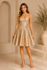 Champagne Floral Jacquard Fit and Flare Dress