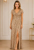 Champagne Floral Sequin Gown
