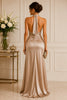 Champagne Luxe Satin Halter Gown