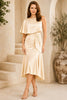Champagne One Shoulder Draped Midi Dress