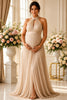 Champagne Pleated Maternity Gown