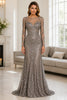 Champagne Sequin Embroidered Evening Gown