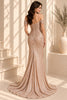 Champagne Sequin Off-Shoulder Mermaid Evening Gown