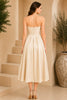 Champagne Strapless Ruched Waist Midi Dress