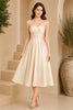 Champagne Strapless Ruched Waist Midi Dress