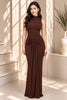 Chocolate Brown Ruched Tie-Waist Mermaid Maxi Dress