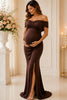 Chocolate Off Shoulder Maternity Gown