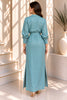 Dusty Blue Belted Button-Front Shirt Maxi Dress