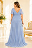 Dusty Blue Chiffon Plus Size Maxi Dress
