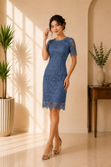 Dusty Blue Lace Cocktail Dress