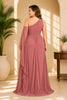 Dusty Rose One Shoulder Plus Size Evening Gown Back