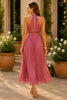 Dusty Rose Pleated Halter Maxi Dress