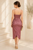 Dusty Rose Satin Elegance Midi Dress