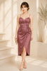 Dusty Rose Satin Elegance Midi Dress