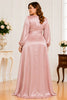 Dusty Rose Satin Wrap Plus Size Maxi Dress