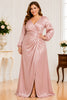 Dusty Rose Satin Wrap Plus Size Maxi Dress