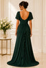 Emerald Cascade Ruffle Evening Gown