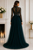 Emerald Embroidered High Neck Tulle Gown