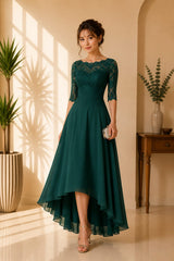 Emerald Lace High-Low Dress