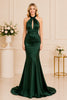Emerald Satin Halter Gown