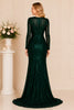 Emerald Sequin Long Sleeve Gown
