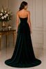 Emerald Velvet Strapless Evening Gown
